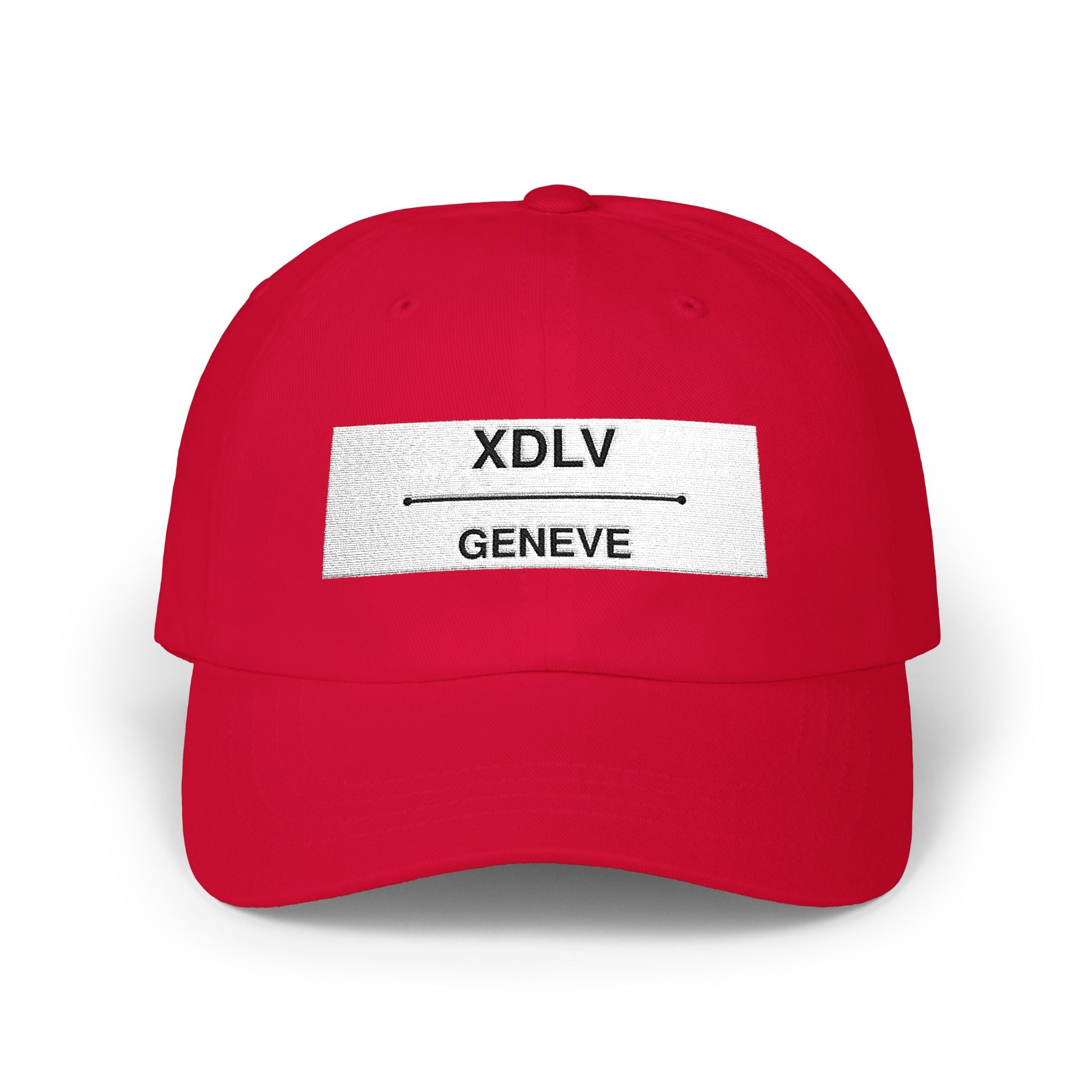 Geneve XDLV Embroidered Dad Cap — Minimalist White Baseball Hat