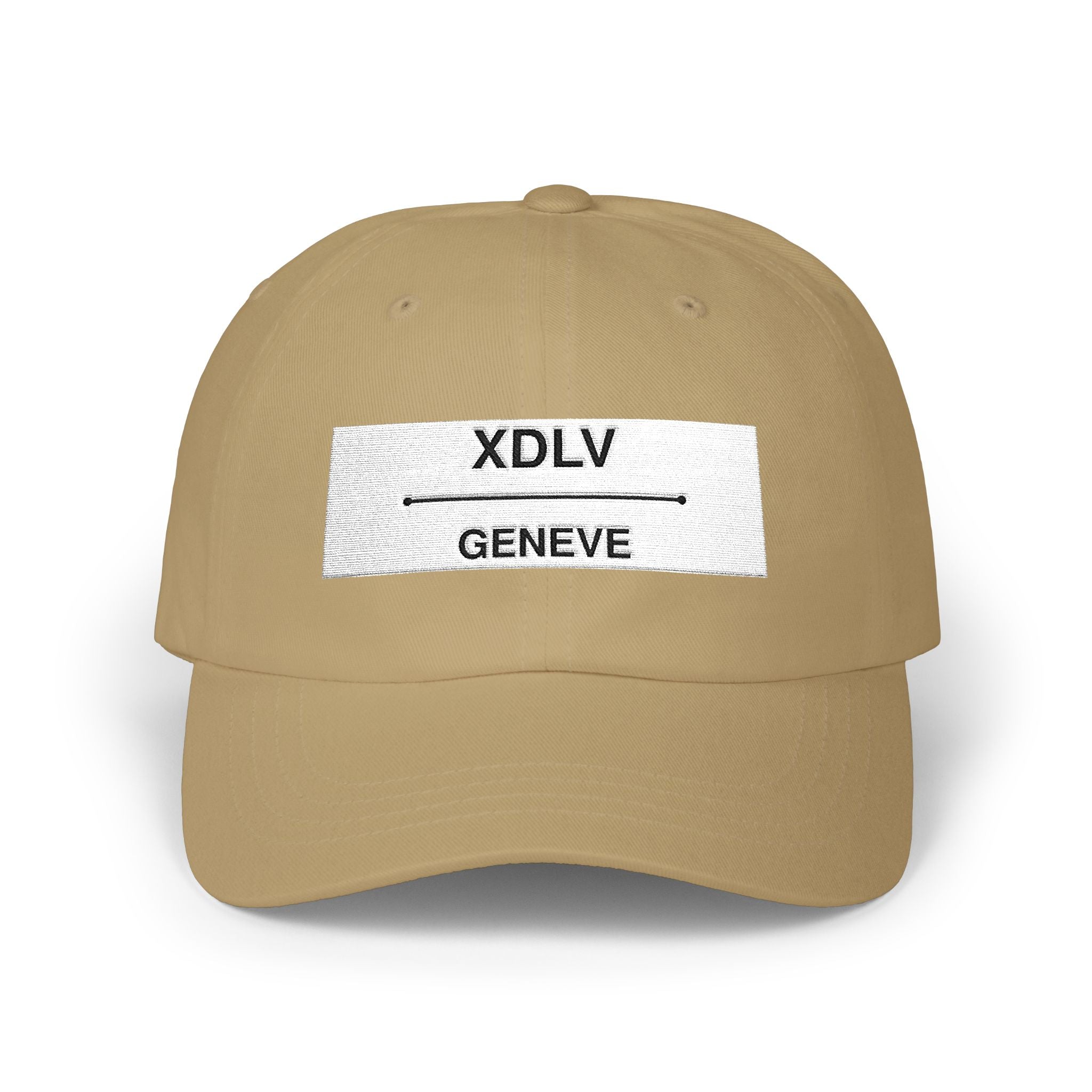 Geneve XDLV Embroidered Dad Cap — Minimalist White Baseball Hat