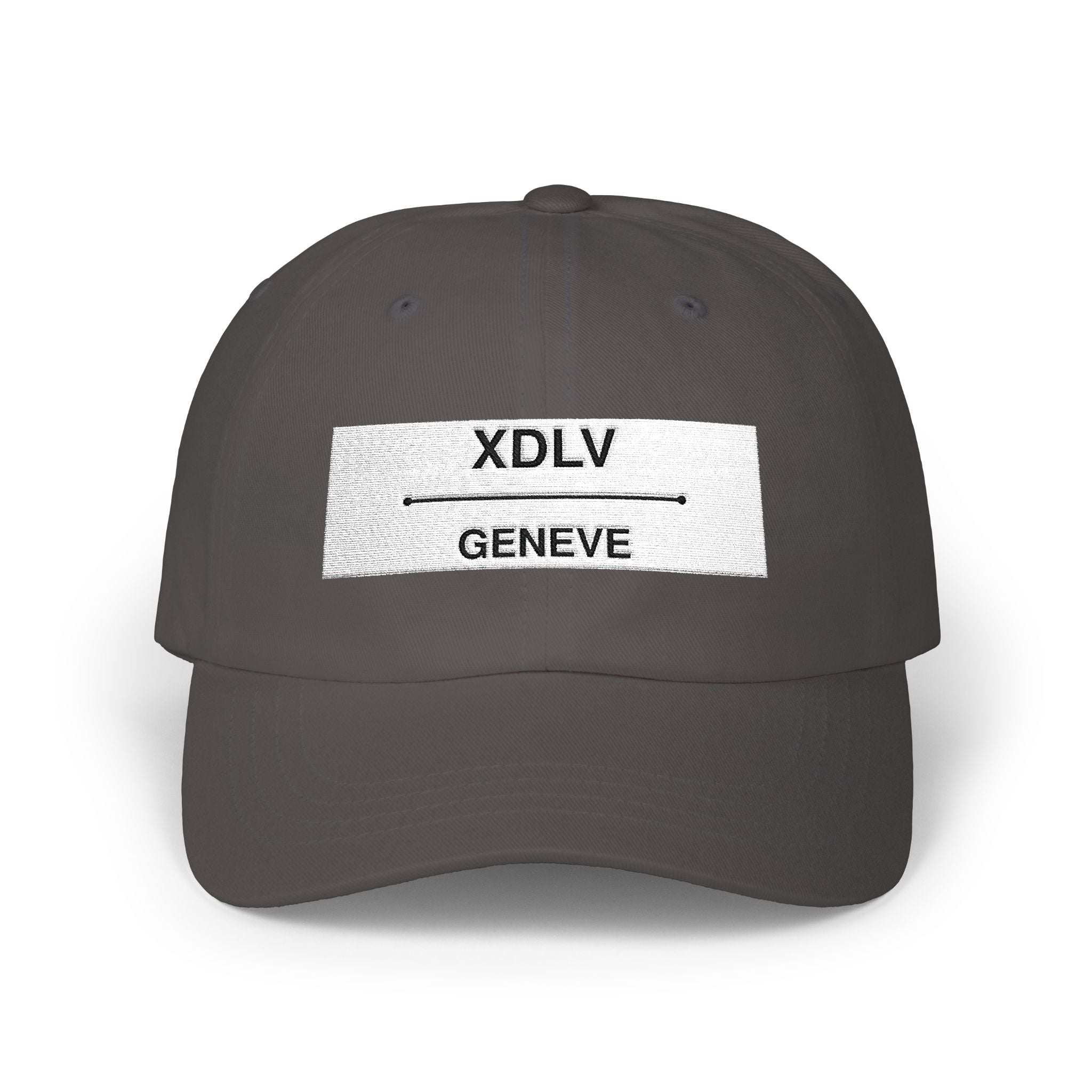 Geneve XDLV Embroidered Dad Cap — Minimalist White Baseball Hat
