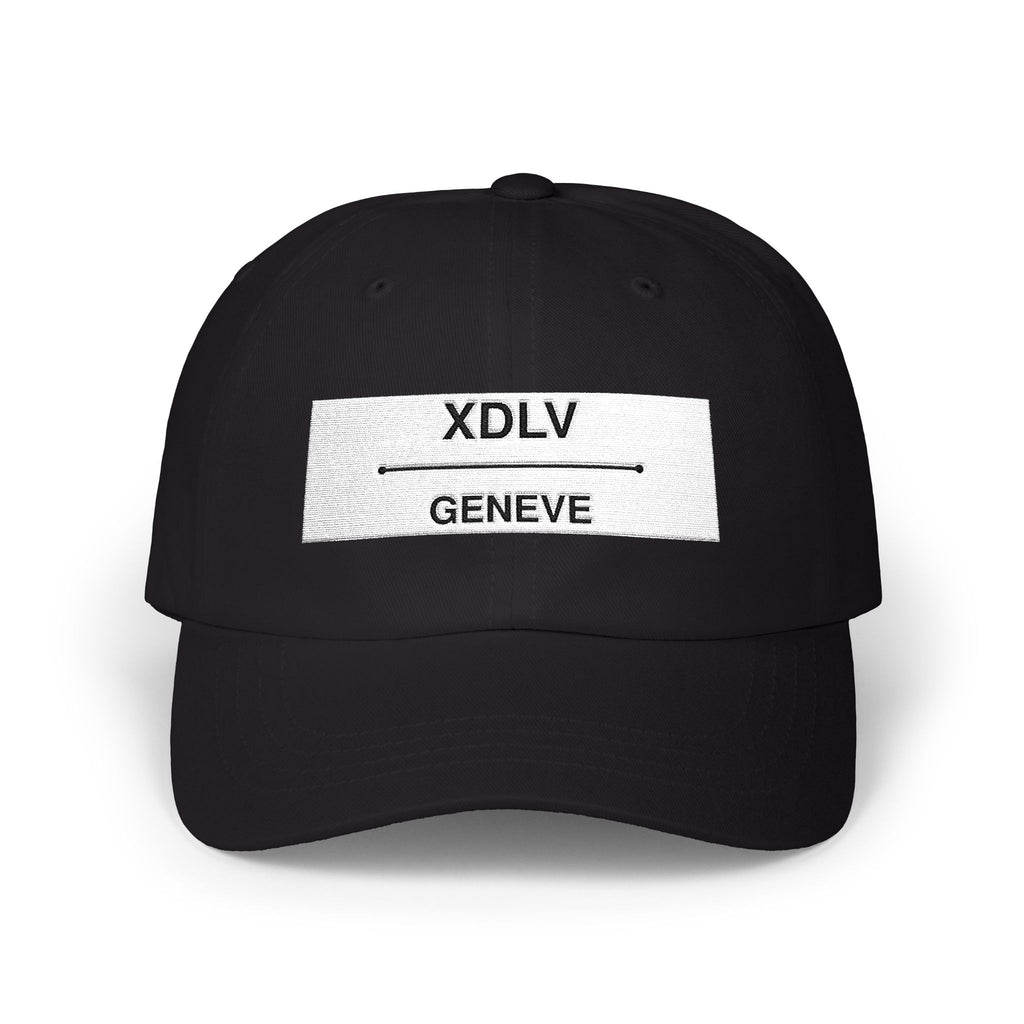 Geneve XDLV Embroidered Dad Cap — Minimalist White Baseball Hat