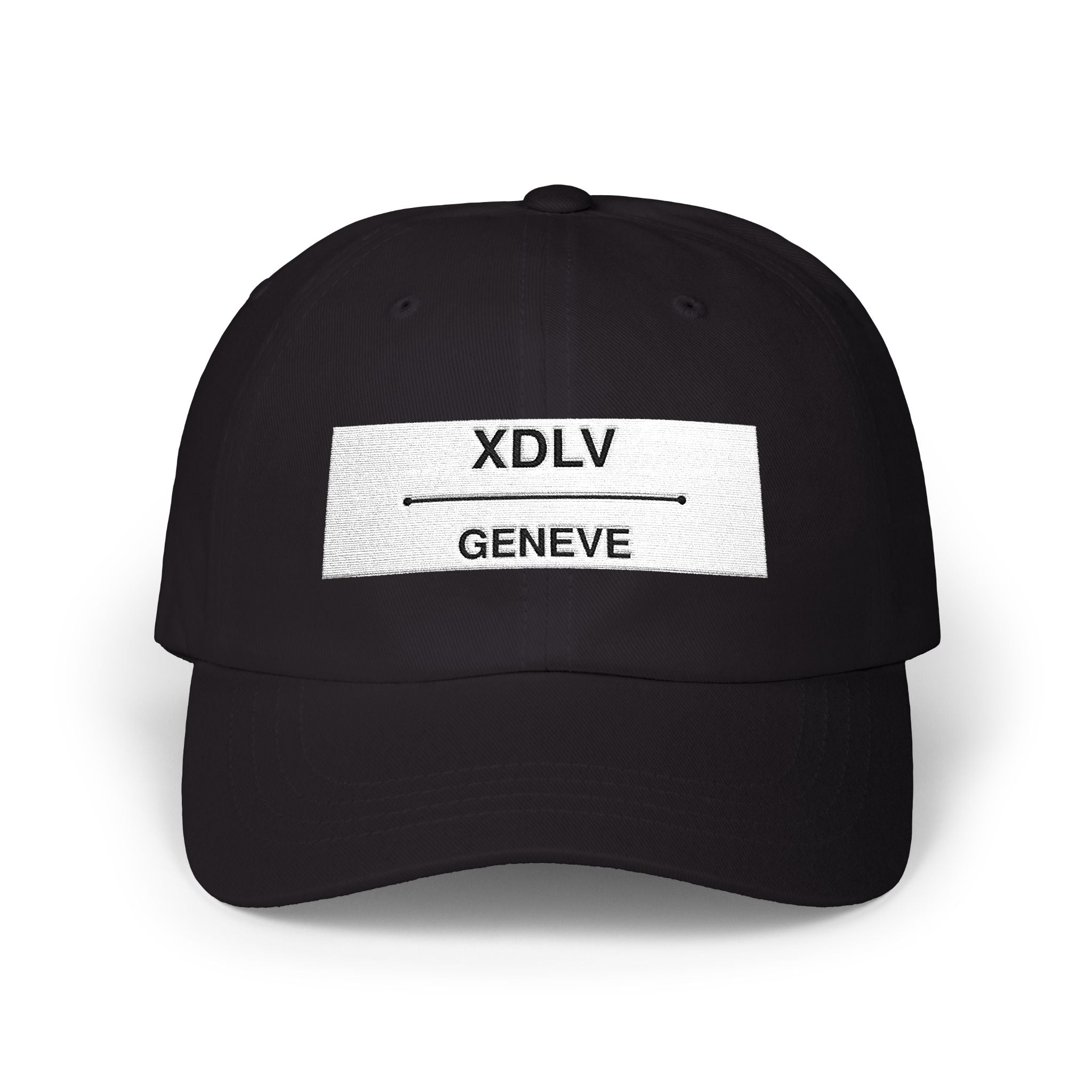 Geneve XDLV Embroidered Dad Cap — Minimalist White Baseball Hat