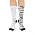Crew Socks — Repeating "GENEVE XDLV" Monochrome Cushioned Athletic Socks