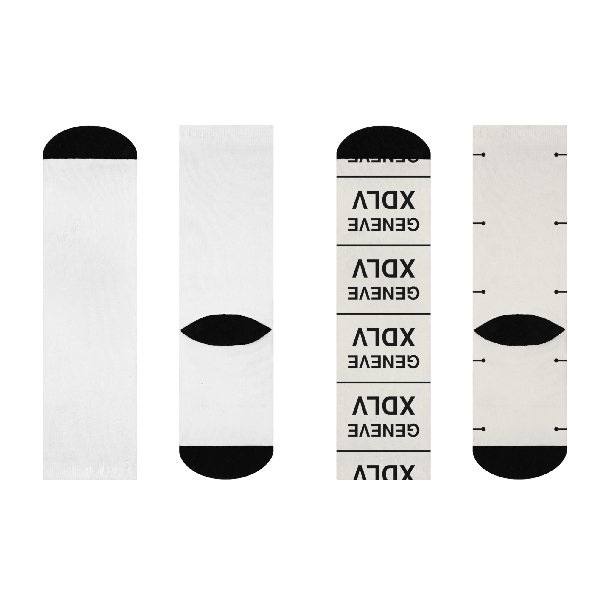 Crew Socks — Repeating "GENEVE XDLV" Monochrome Cushioned Athletic Socks