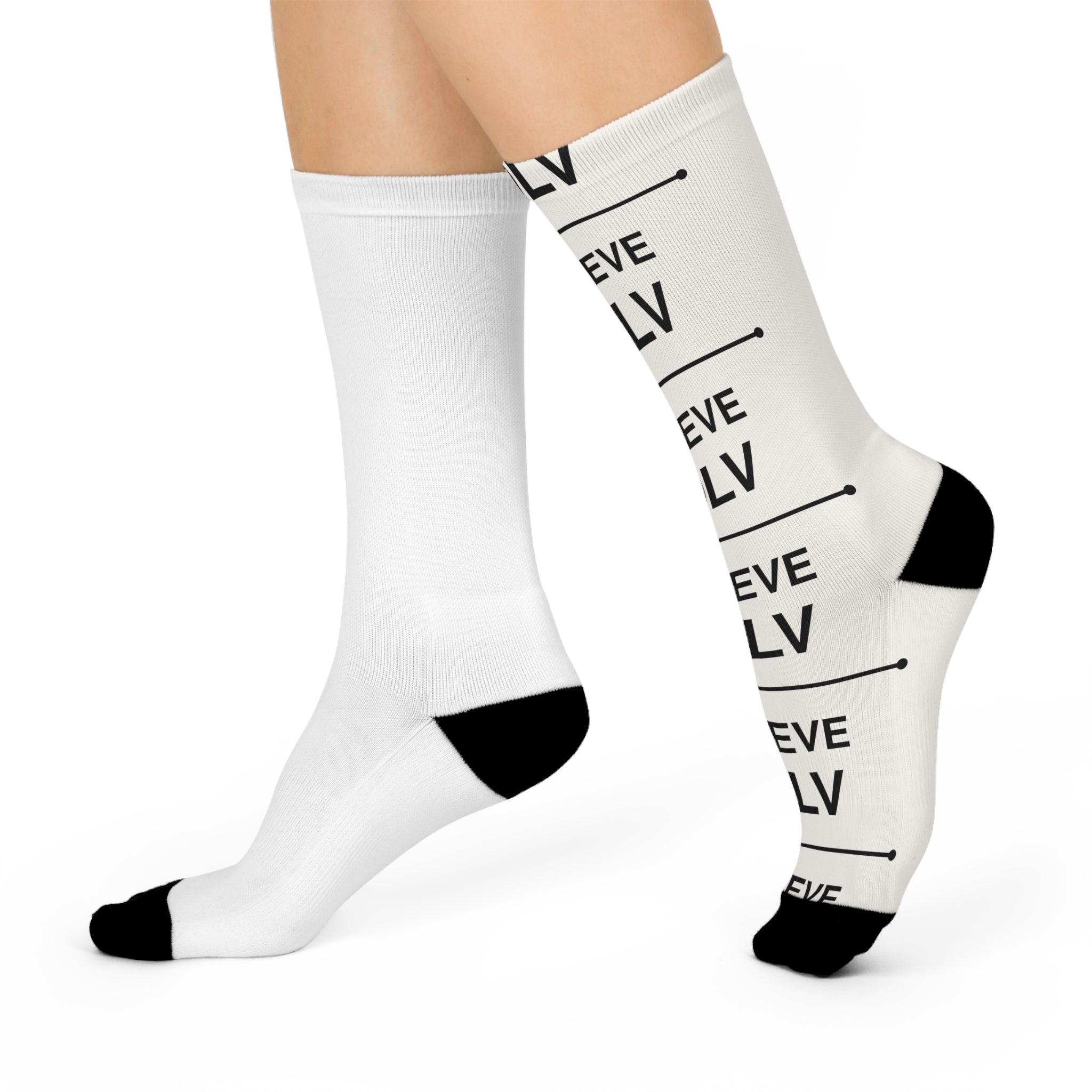 Crew Socks — Repeating "GENEVE XDLV" Monochrome Cushioned Athletic Socks