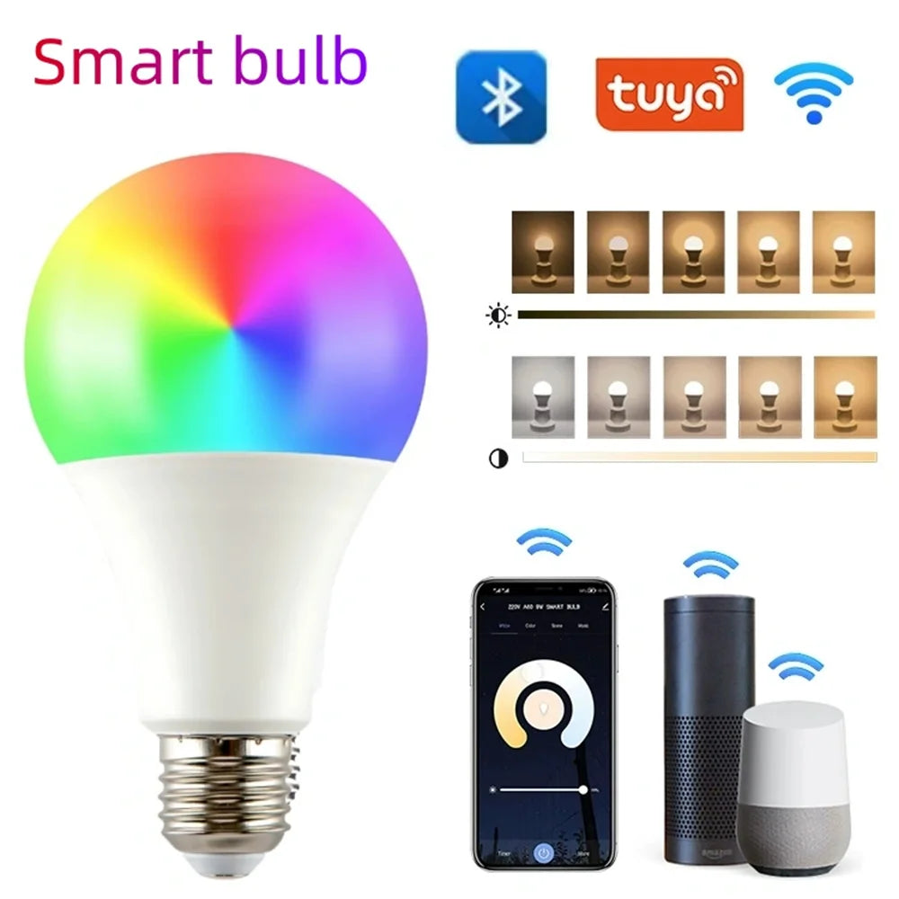 Smart WiFi LED Bulb RGB Voice APP Remote Control Timer Work Home Dimmable Light Bulb Smart Lamp Atmosphere Light For Home Decor