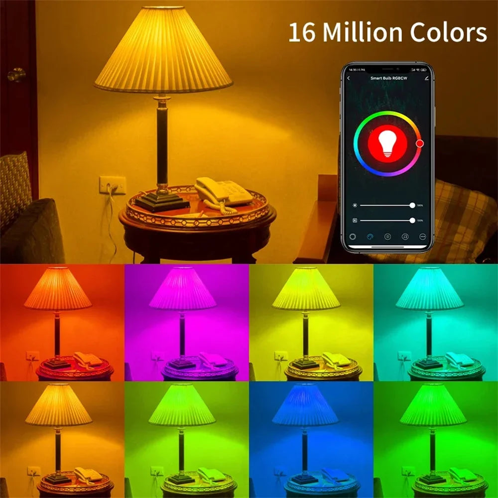 Smart WiFi LED Bulb RGB Voice APP Remote Control Timer Work Home Dimmable Light Bulb Smart Lamp Atmosphere Light For Home Decor