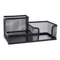Mesh Desk Organizer Office Supplies Caddy with Pencil Holder and Storage Baskets for Desktop Accessories, 3 Compartments, Black