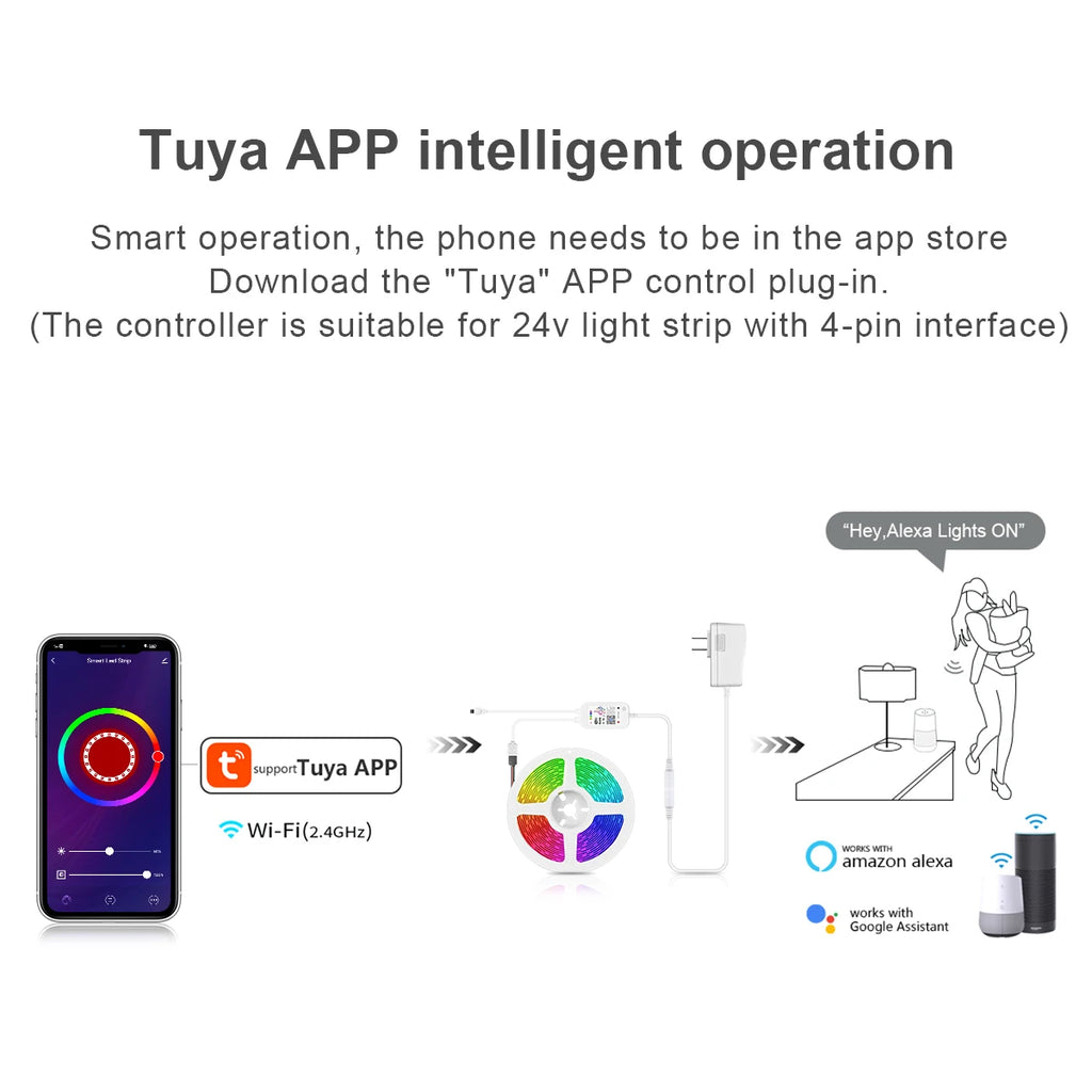 Smart Home RGB Led Controller,Tuya LED Strip Controller,Wifi Switch for 12V 5050/2835 Neon Light