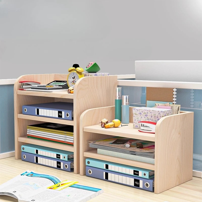 Modern Office Desk Organizer Multilayer Document Holder Bookshelf Storage Rack Workspace Paper Tray Station