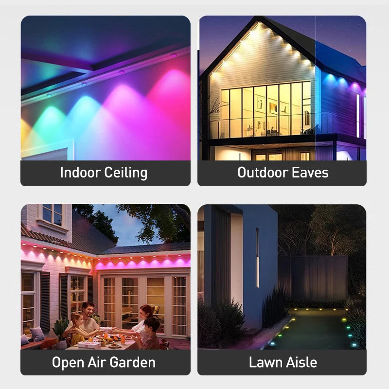 Smart RGB Remote Control Outdoor IP67 Waterproof Eaves Light for Christmas Halloween Holiday Party Home Decorate AtmosphereLight