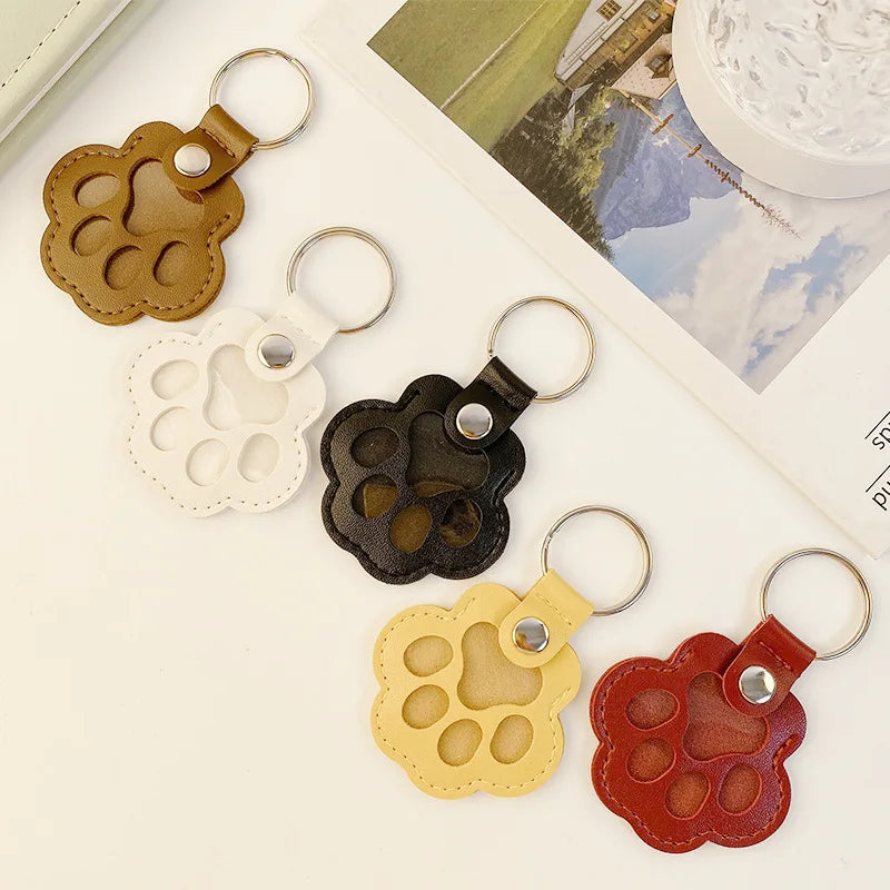 Memorial Leather Pet Hair Storage Bag Cat Paw Keychain Multifunctional Portable Keychain