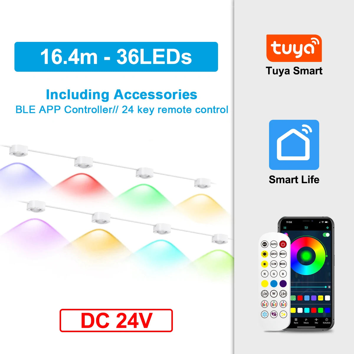 Smart RGB Remote Control Outdoor IP67 Waterproof Eaves Light for Christmas Halloween Holiday Party Home Decorate AtmosphereLight