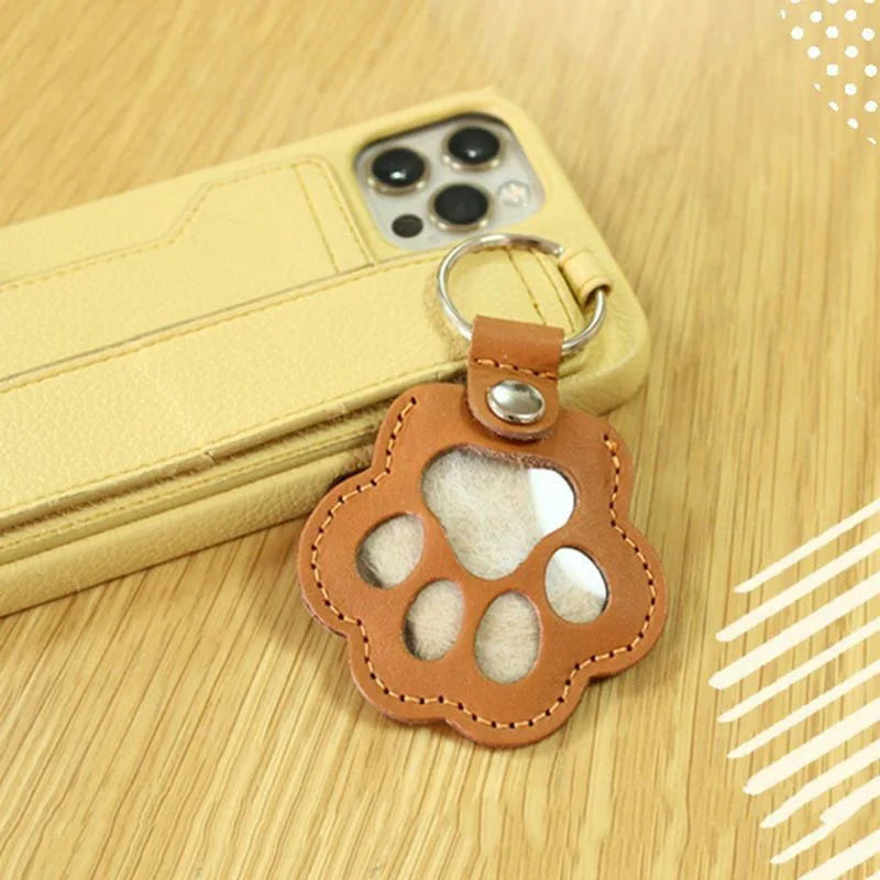 Memorial Leather Pet Hair Storage Bag Cat Paw Keychain Multifunctional Portable Keychain