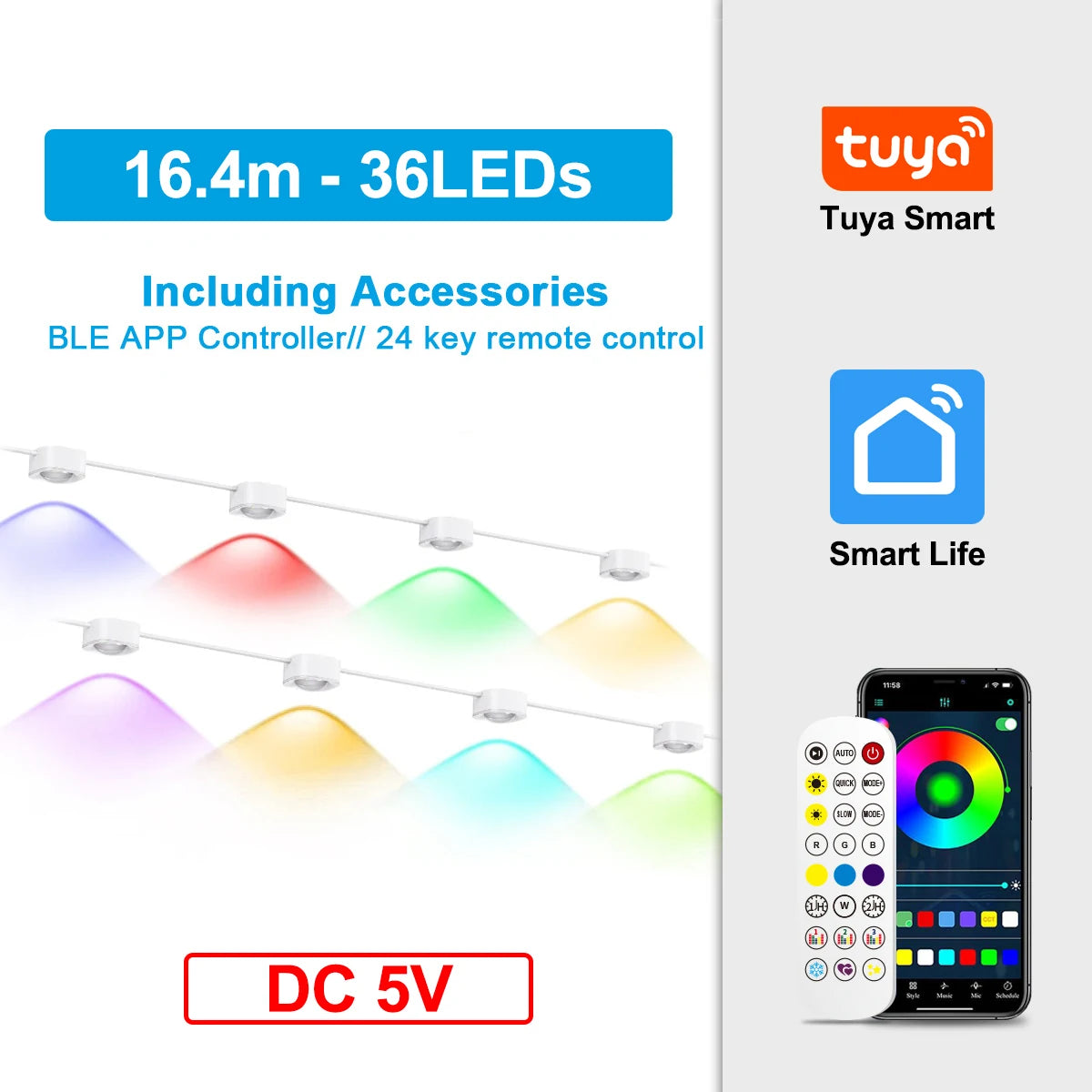 Smart RGB Remote Control Outdoor IP67 Waterproof Eaves Light for Christmas Halloween Holiday Party Home Decorate AtmosphereLight