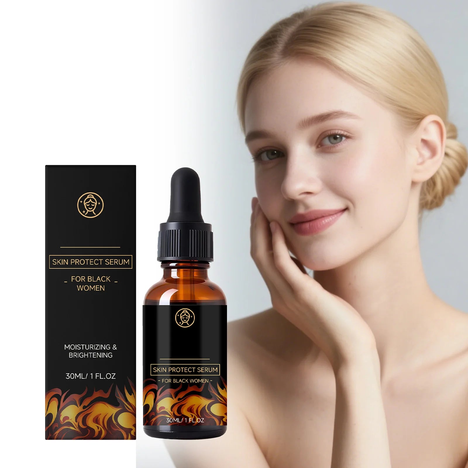 Facial skin care essence nourishes and brightens the skin on the face, providing daily moisture retention.