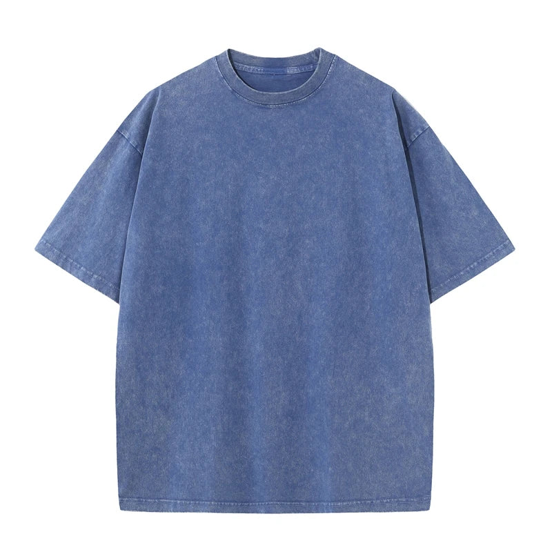 Men's Summer T-shirt 230G Heavy Cotton Vintage Washed T-Shirts Oversized Short Sleeve Loose Streetwear Short Sleeve Tops Tee