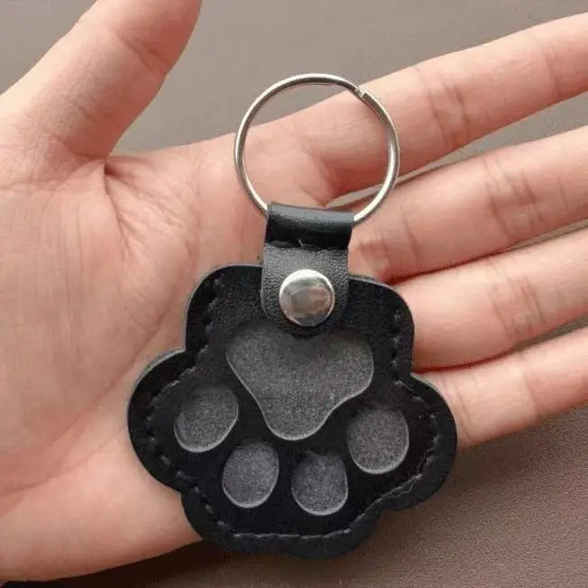 Memorial Leather Pet Hair Storage Bag Cat Paw Keychain Multifunctional Portable Keychain