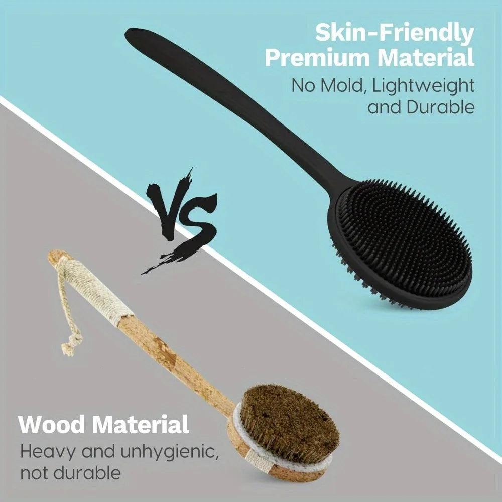Brosse Corps Silicone Double Face - Exfoliant & Massant (Long Manche)
