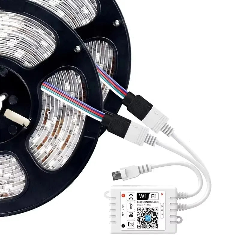WiFi Smart APP RGB LED controller with 24key IR remote Voice Smartphone APP Control DC12V For 2835 5050 RGB LED strip light