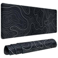 Gaming Mouse Pad - Large Size Topographic Keyboard Mousepad for Non-Slip Base and Stitched Edge, Extended Desk Pad XL Des