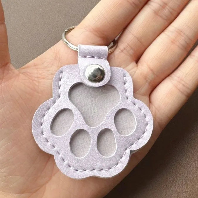 Memorial Leather Pet Hair Storage Bag Cat Paw Keychain Multifunctional Portable Keychain