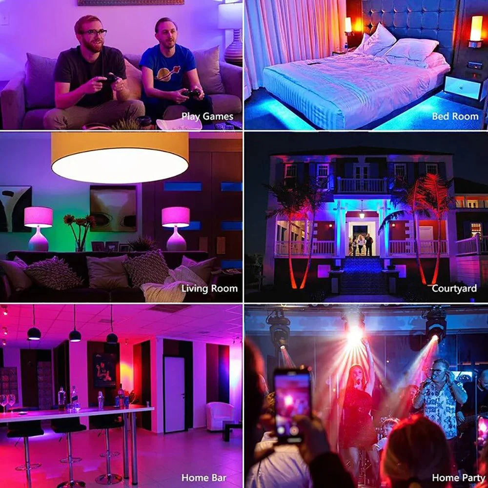 Smart WiFi LED Bulb RGB Voice APP Remote Control Timer Work Home Dimmable Light Bulb Smart Lamp Atmosphere Light For Home Decor