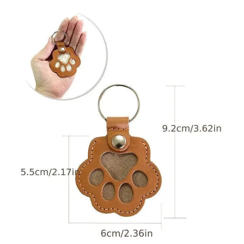 Memorial Leather Pet Hair Storage Bag Cat Paw Keychain Multifunctional Portable Keychain