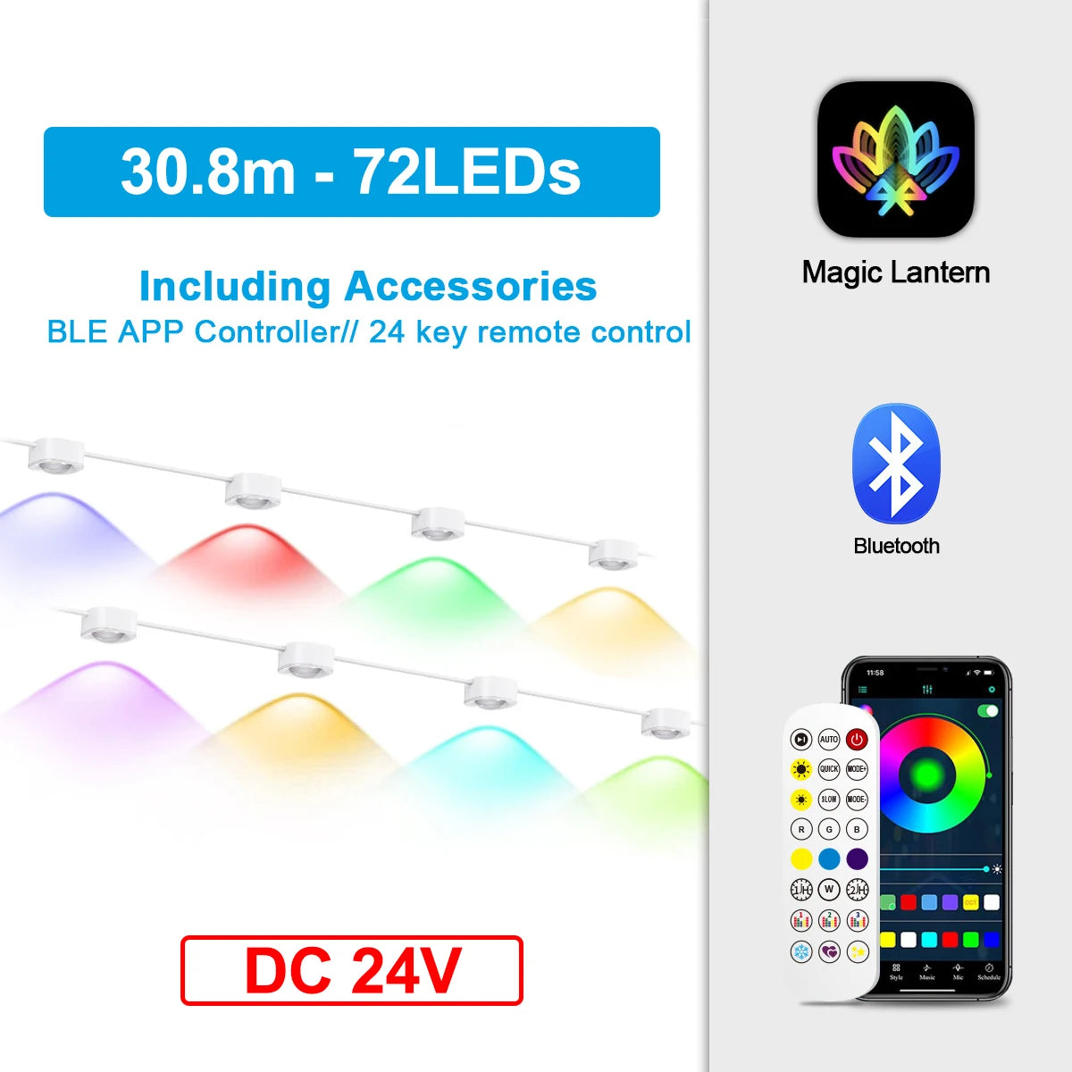 Smart RGB Remote Control Outdoor IP67 Waterproof Eaves Light for Christmas Halloween Holiday Party Home Decorate AtmosphereLight