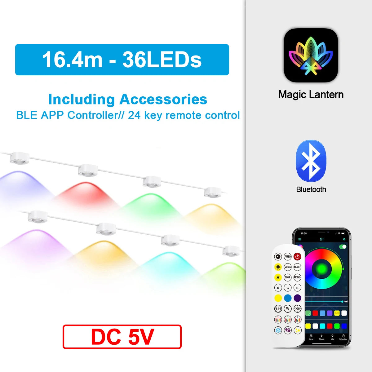 Smart RGB Remote Control Outdoor IP67 Waterproof Eaves Light for Christmas Halloween Holiday Party Home Decorate AtmosphereLight