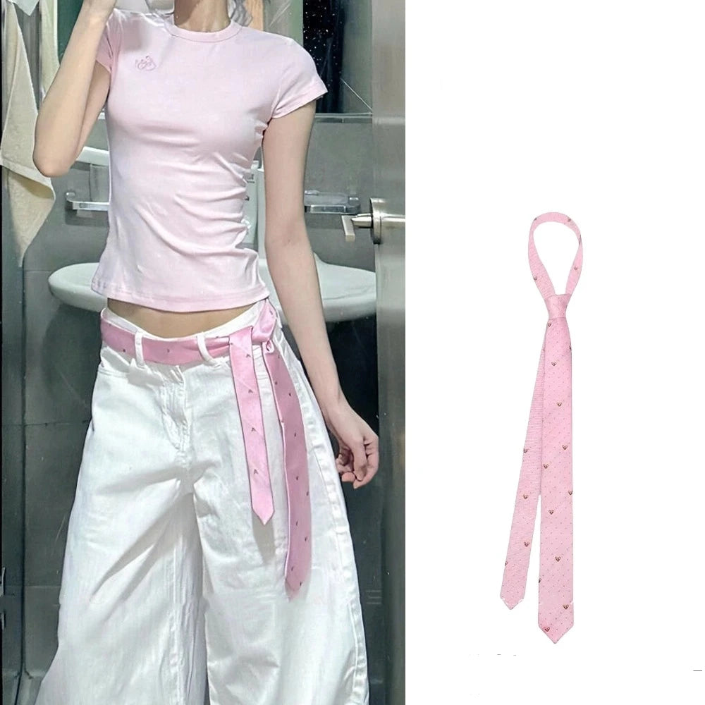 Long Skinny Plaid Waist Belt With Jeans Necktie Scarf Decorative Accessory Personality Trendy Hairband Fashionable Accessory