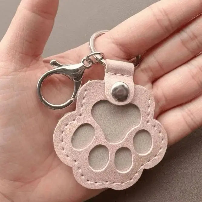 Memorial Leather Pet Hair Storage Bag Cat Paw Keychain Multifunctional Portable Keychain