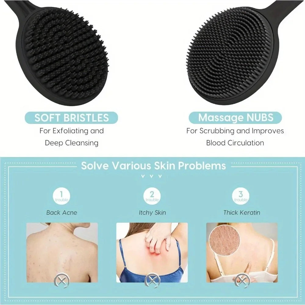 Brosse Corps Silicone Double Face - Exfoliant & Massant (Long Manche)
